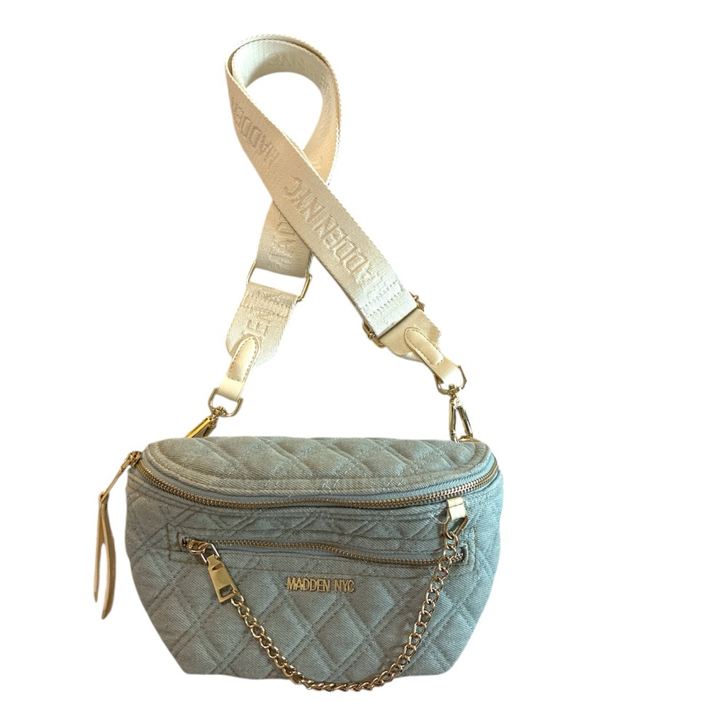 Madden Girl Gray Quilted Crossbody Bag with Adjustable Strap